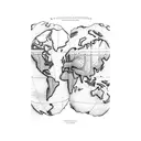 hot air balloons with the world map. tattoo design idea