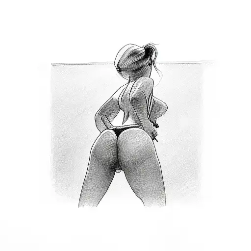 girl In thong tattoo design idea