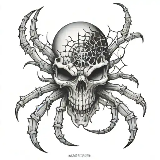 brain spider skull made tattoo design idea