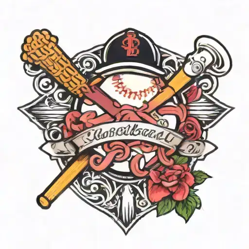 baseball family cancer cross  tattoo design idea