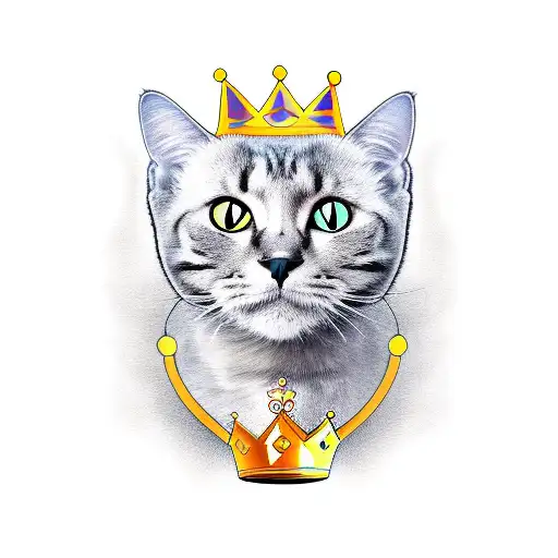 black cat and a crown tattoo design idea