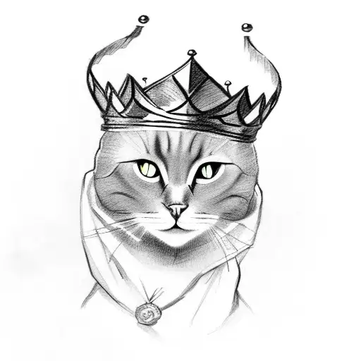 black cat and a crown tattoo design idea