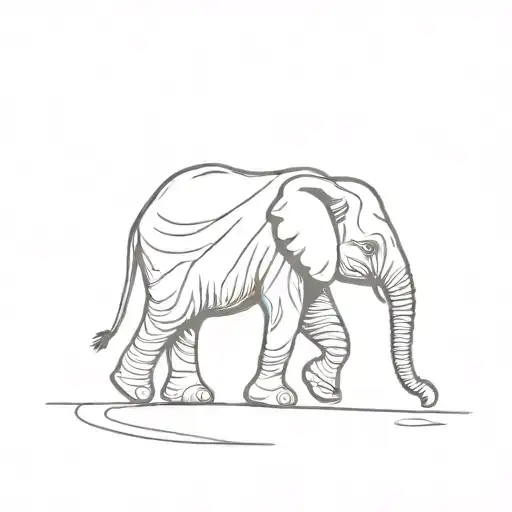 fine line tattoo of a baby elephant walking tattoo design idea