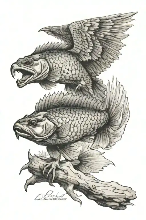 walleye with gryphon tattoo design idea