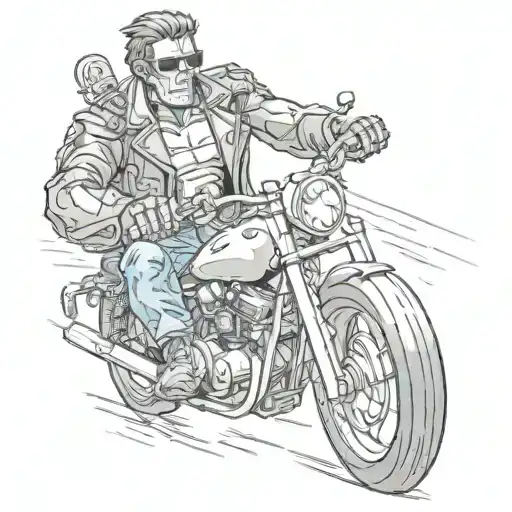 the terminator on a motorbike tattoo design idea