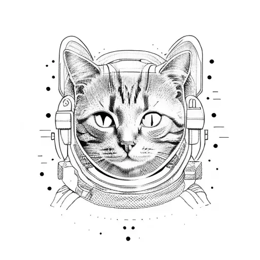 Cat Astronaut tattoo design idea