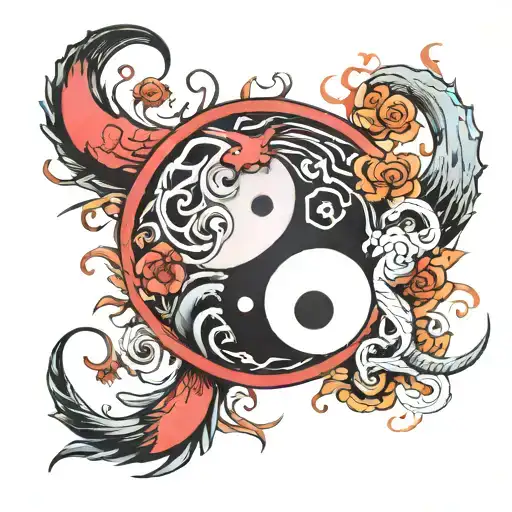 combine yin yang and cancer zodiac sign tattoo design idea