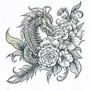 scorpio and virgo with flowers aster and peony flowers tattoo design idea