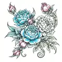 scorpio and virgo with flowers aster and peony flowers tattoo design idea