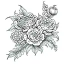 scorpio and virgo with flowers aster and peony flowers tattoo design idea
