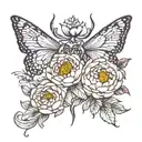 virgo and scorpio with flower aster and peony flowers tattoo design idea