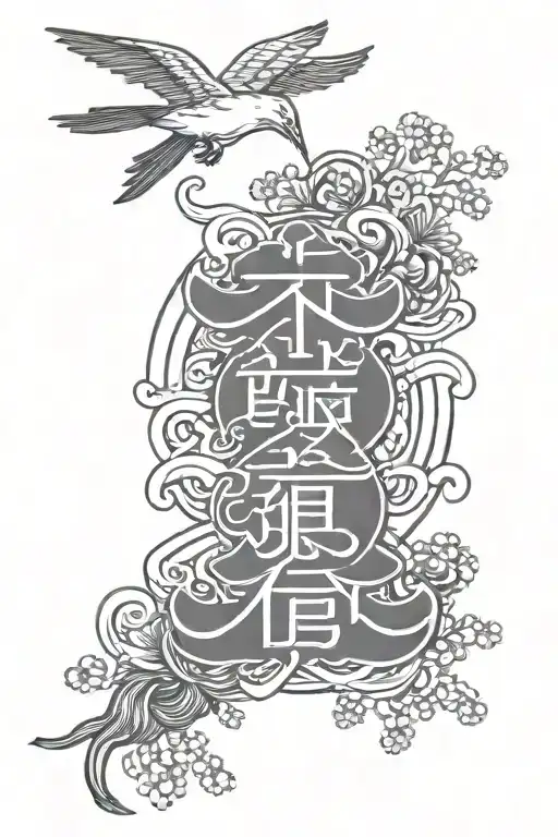 Karma symbol with the inscription karma in English and with a knot, for the upper part of the forearm, tattoo design idea