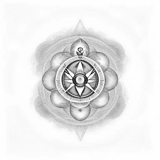 chakras simbolizador por estrellas en orden ascendente con una serpiente kundalini subiendo por ellos .  tattoo design idea