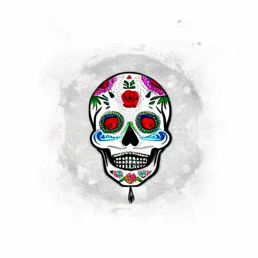 Mexican day of the dead skull with gothic styling tattoo design idea