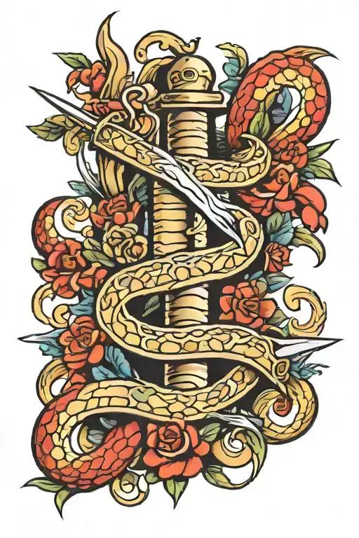 Sword and Snake tattoo design idea