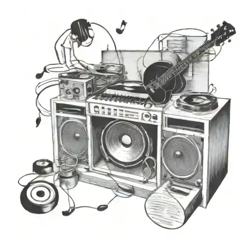 Music is the language of emotions, the ones that make you vibrate in front of the boxes tattoo design idea