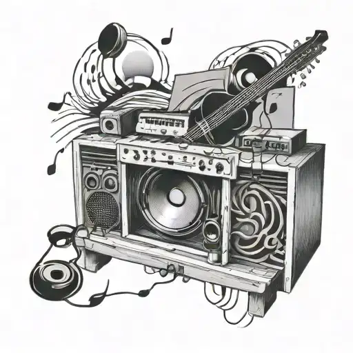 Music is the language of emotions, the ones that make you vibrate in front of the boxes tattoo design idea