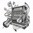 Music is the language of emotions, the ones that make you vibrate in front of the boxes tattoo design idea
