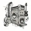 Music is the language of emotions, the ones that make you vibrate in front of the boxes tattoo design idea