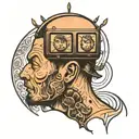 man with static tv screen for head  tattoo design idea