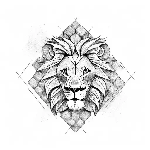 honeycomb lion tattoo design idea