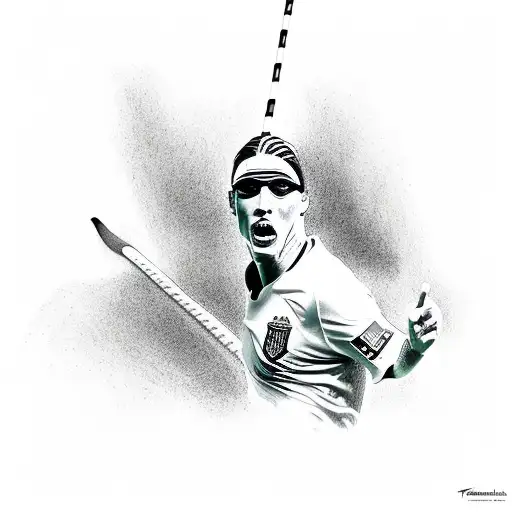 Fernando Torres scoring a goal while swimming tattoo design idea