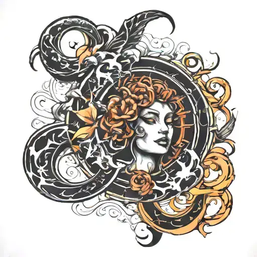 eternal dance between dark and light emanating tattoo design idea