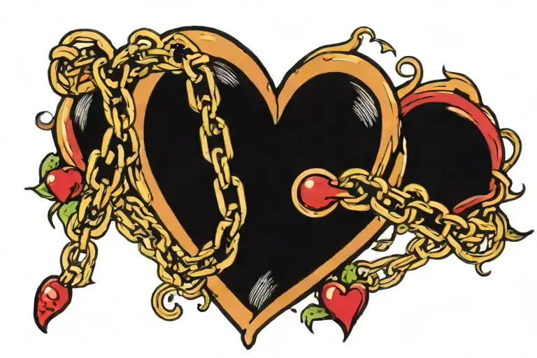 Heart with chains wrapped around it  tattoo design idea