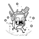 A minimalist tattoo of a character from Adventure Time running with headphones tattoo design idea