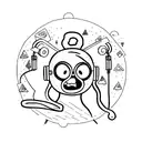 A minimalist tattoo of a character from Adventure Time running with headphones tattoo design idea