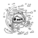 A minimalist tattoo of a character from Adventure Time running with headphones tattoo design idea