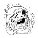 A minimalist tattoo of a character from Adventure Time running with headphones tattoo design idea