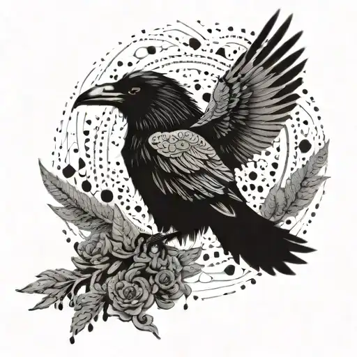 raven flies tattoo design idea
