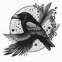 raven flies tattoo design idea