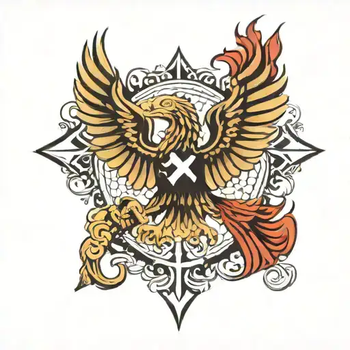 albanian eagle cross made tattoo design idea