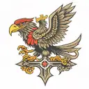 albanian eagle cross made tattoo design idea