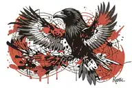the raven flying tattoo design idea