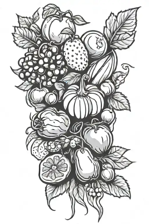 fruits and vegetables tattoo design idea