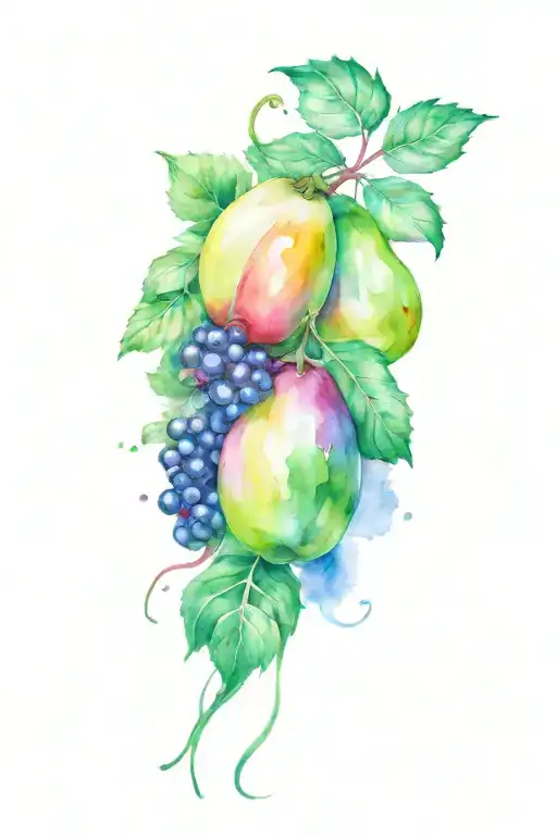 fruits and vegetables tattoo design idea