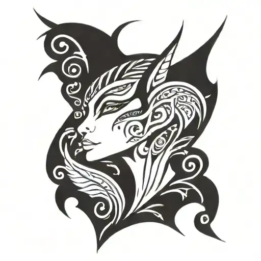 night elf tribal pattern non-portrait  tattoo design idea