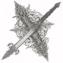 gothic night elf sword  tattoo design idea