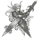 gothic night elf sword  tattoo design idea