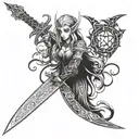 gothic night elf sword  tattoo design idea