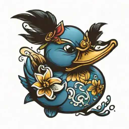 blue rubber duck tattoo design idea
