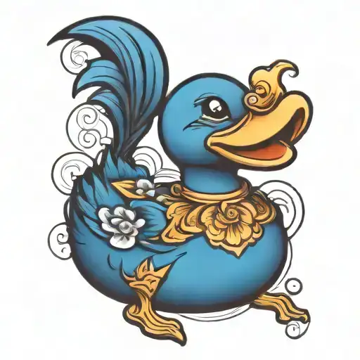 blue rubber duck tattoo design idea