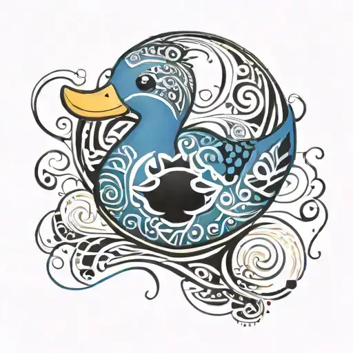 blue rubber duck tattoo design idea