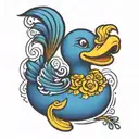 blue rubber duck tattoo design idea