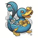 blue rubber duck tattoo design idea