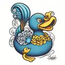 blue rubber duck tattoo design idea