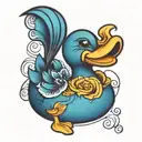 blue rubber duck tattoo design idea